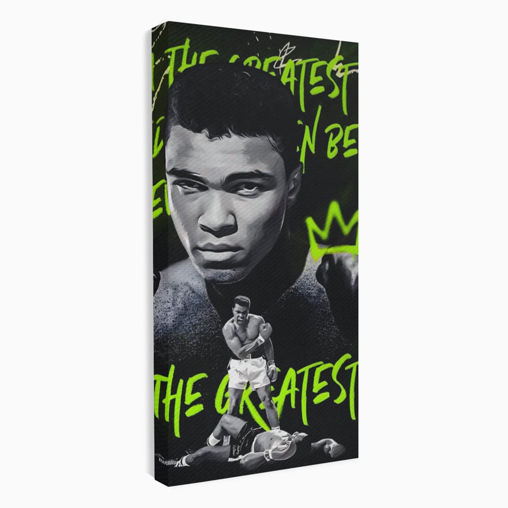 Tablou canvas cu tablou canvas cu portretul lui muhammad ali, fara rama, pe sasiu de lemn